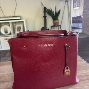 Michael Kors Burgundy Leather Shoulder Bag